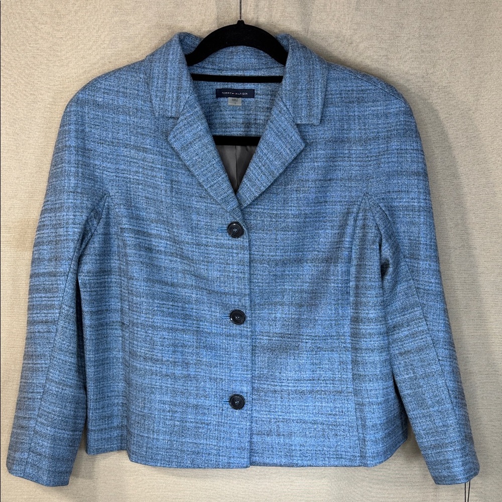 Tommy Hilfiger Blazer Blue Striped Cropped in Size 12 NWT‎
